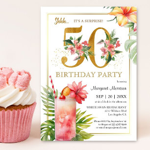 Invitation 50e anniversaire Tropical Floral Cocktail Party