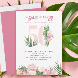 Invitation 50e Anniversaire Tropical Pink Protea Numéro 50