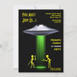 Invitation 50e anniversaire 👽 UFO Alien parti d'enlèvement