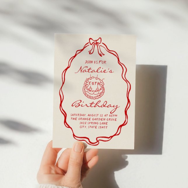 Invitation 50e coquette à main tirée à la main cinquante anni (Créateur téléchargé)