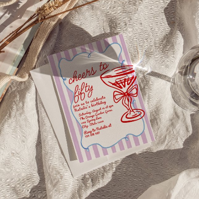 Invitation 50e Coupe de Champagne Couleur Dessinée Cinquante  (Créateur téléchargé)