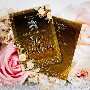 Invitation 50e Couronne Brillante Or Anniversaire