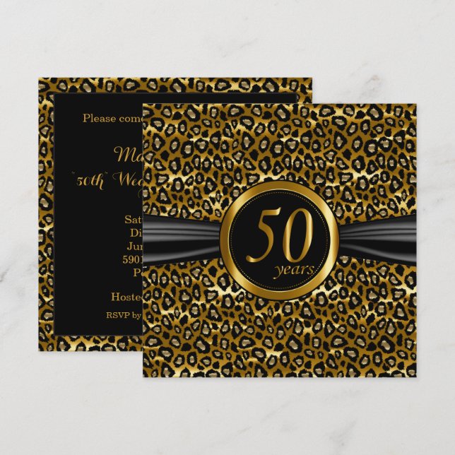 Invitation 50e Design léopard géant exotique (Devant / Derrière)