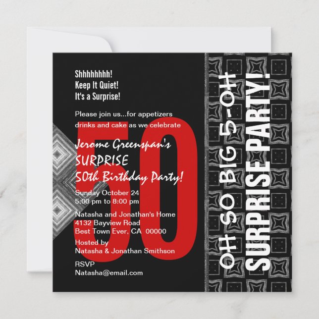 Invitation 50e Diagonal Black and Red V03 (Devant)