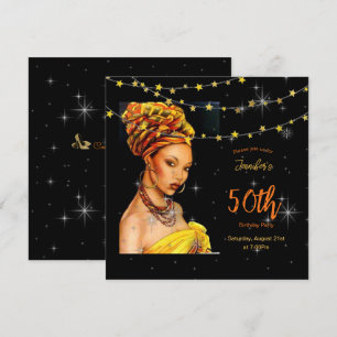 Invitation 50e fête d'anniversaire Couleurs noir et or