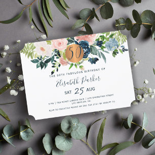 Invitation 50e Fête d'anniversaire de fleurs bohèmes modernes