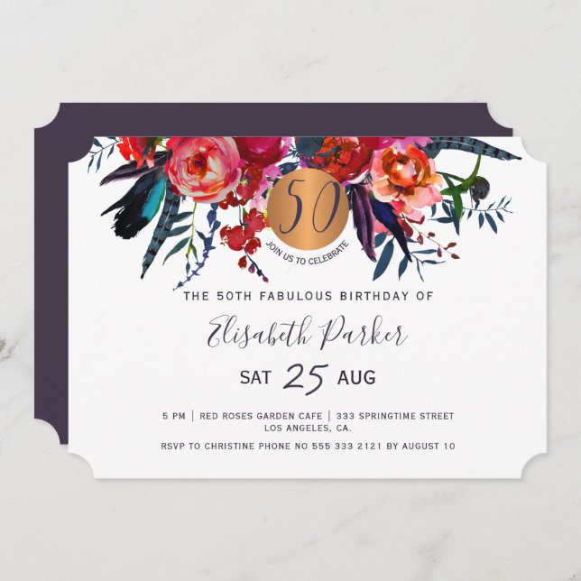 Invitation 50e fête d'anniversaire de la floraison du boho mo (Devant / Derrière)