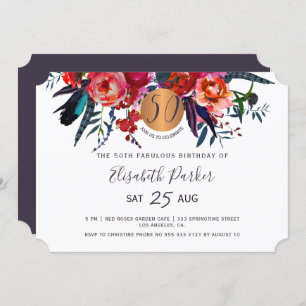 Invitation 50e fête d'anniversaire de la floraison du boho mo