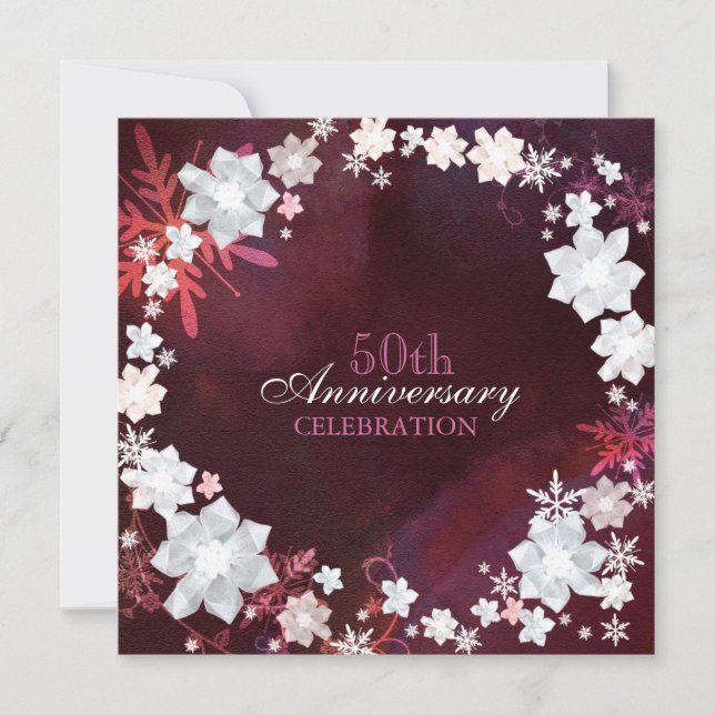Invitation 50e fête d'anniversaire de mariage d'hiver (Devant)