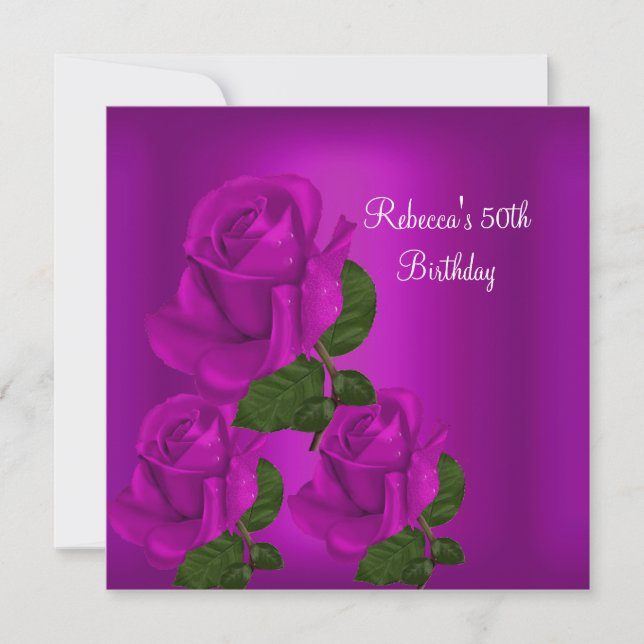 Invitation 50e fête d'anniversaire Elegant Purple Plum Rose 1 (Devant)