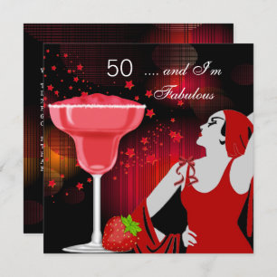 Invitation 50e fête d'anniversaire Fabuleux 50 Diva Rouge Noi