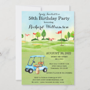 Invitation 50e fête d'anniversaire Fête de Golf pour hommes
