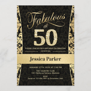Invitation 50e fête d'anniversaire - Gold Black