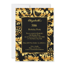 50e fête d'anniversaire Gold Black Floral