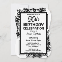 50e fête d'anniversaire noire et blanche