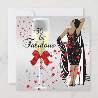 Invitation 50e fête d'anniversaire Retro Diva Art déco Rouge