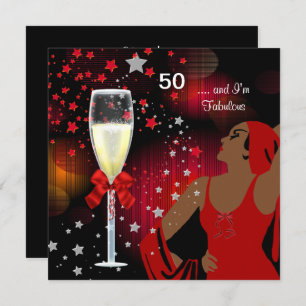 Invitation 50e fête d'anniversaire Retro Diva Fabuleux Rouge 