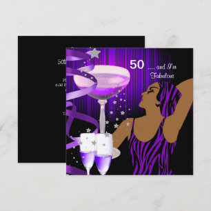 Invitation 50e fête d'anniversaire Retro Diva Fabulous Purple