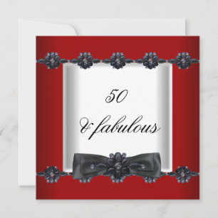 Invitation 50e fête d'anniversaire Rouge Noir Blanc Bijoux Bo