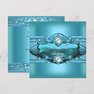 Invitation 50e fête d'anniversaire Turquoise Blue Pearl Jewel