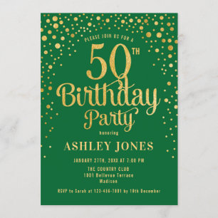 Invitation 50e fête d'anniversaire - Vert & Or
