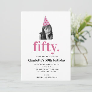 Invitation 50e Fifty Moderne Photo Anniversaire Visage Drôle