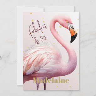 Invitation 50e Flamant rose Thème Anniversaire de l'or rose