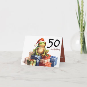 Invitation 50e Frog Holiday Anniversaire Cadeau enveloppé cad