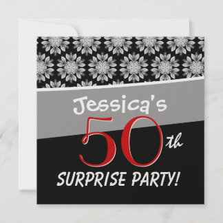 Invitation 50e Motif des Fleurs noires et blanches