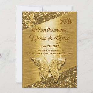 Invitation 50e or enregistrer la date anniversaire mariage