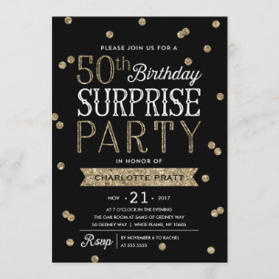 Invitation 50e Parties scintillant Confetti Surprise Party In
