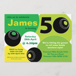 Invitation 50e pelouse Bowls Barefoot Bowling Anniversaire