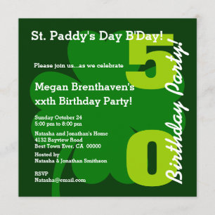 Invitation 50e ST PATRICK Shamrock de fête d'anniversaire A03