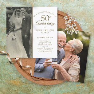 Invitation 50ème anniversaire de Mariage d'or 2 Carré photo