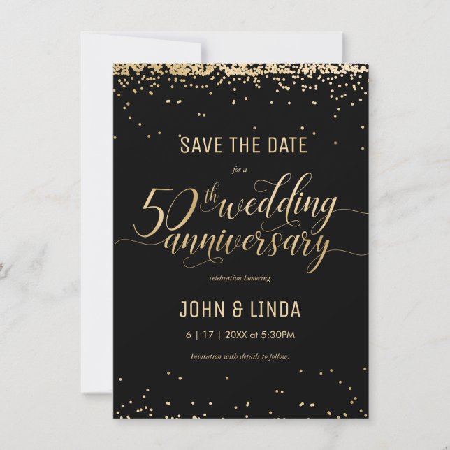 Invitation 50ème anniversaire de Mariage d'or Enregistrer la  (Devant)