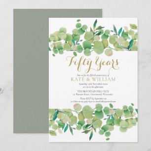 Invitation 50ème anniversaire de Mariage d'or Eucalyptus Scri