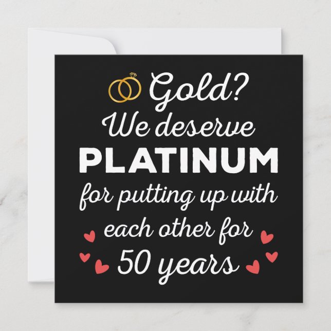 Invitation 50ème anniversaire de Mariage I - Gold Funny Coupl (Devant)