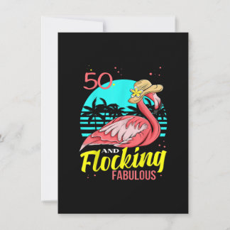 Invitation 50ème Anniversaire, Flamant rose En Casquette, Cou