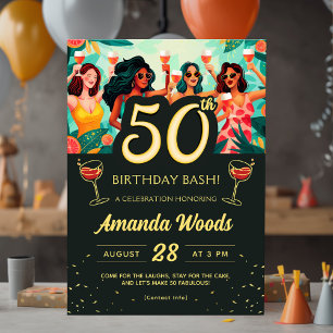 Invitation 50ème Fabuleux Fête Anniversaire Fête Bash