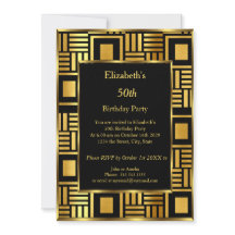 50t Art Déco Anniversaire Soirée Gold Black Invita