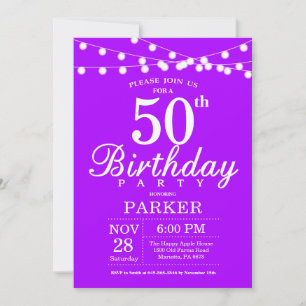 Invitation 50th Birthday Invite Purple Lavender