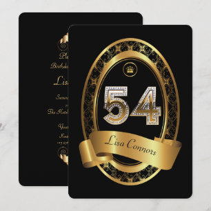 Invitation 54e anniversaire, homme de fête, couleur élégante