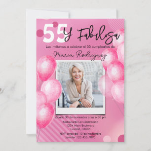 Invitation 55 ans et Merveilleuse Photo Rose Anniversaire 55 