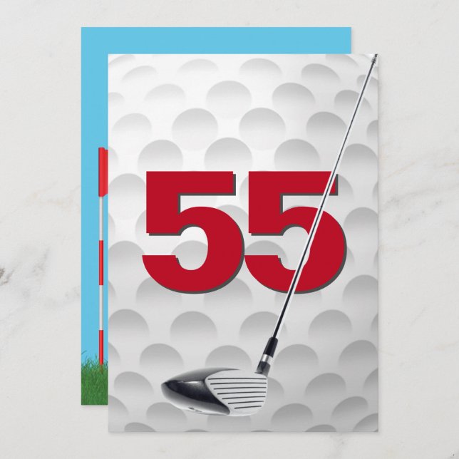 Invitation 55e Anniversaire de la fête de golf Thème (Devant / Derrière)
