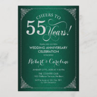 55e anniversaire de mariage - Damassé argent vert