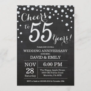 Invitation 55e Anniversaire de Mariage Tableau Noir Argent