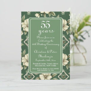 Invitation 55e anniversaire du Mariage floral d'ivoire d'émer