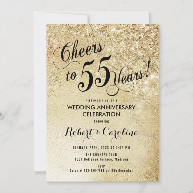 Invitation 55e anniversaire du Mariage Gold (Devant)