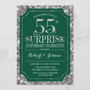 Invitation 55e anniversaire du Mariage surprise - Argent vert