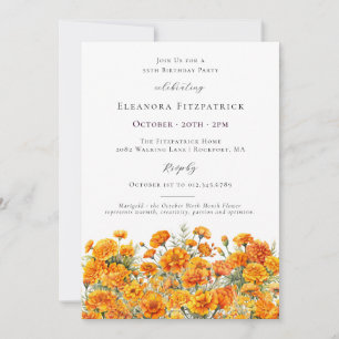 Invitation 55e Anniversaire Marigold Fleur du mois de naissan